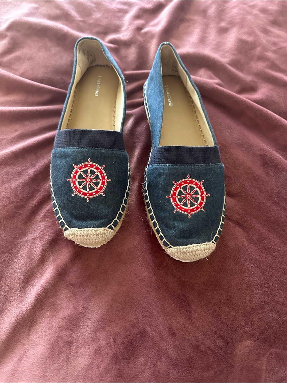 Old Navy Navy Espadrille Flats with Red Nautical Wheel